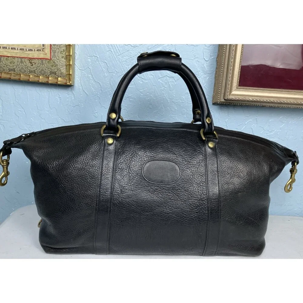 Vintage Ghurka 1990s Cavalier I 96 Duffel Gym Bag Marley Hodgson Black Leather